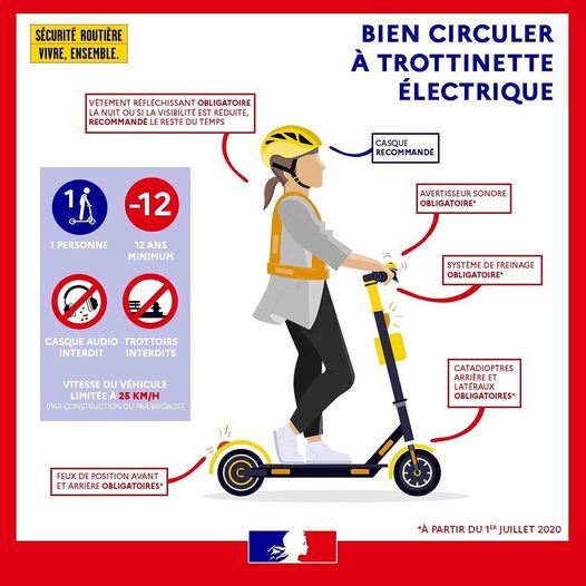 Trottinette électrique : casque et chasuble obligatoires dans six